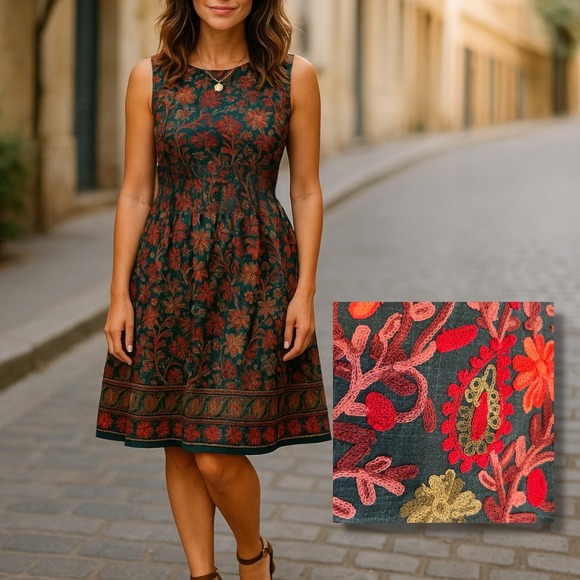 Adelyn Rae Dresses & Skirts - Adelyn Rae |‎ Anthropologie Needlepoint Embroidery Garden Dress Size 6 Romantic